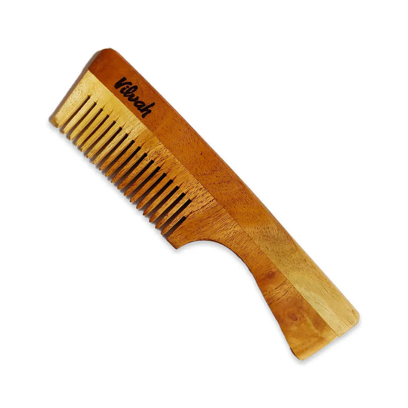 Neem Wood Comb (With Handle)